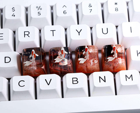 Black and Red koi keycap